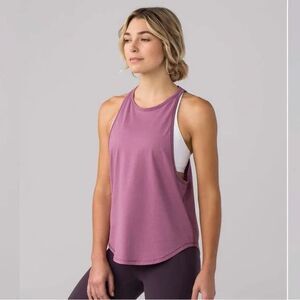 LULULEMON Sweat Date Singlet 4 Figue Pink Muscle Tank Knit Crewneck EUC B69